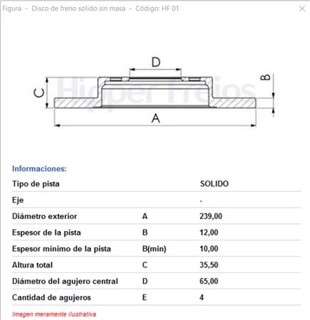 DISCO FRENO DELANTERO ALTERNAT. HIPPER F