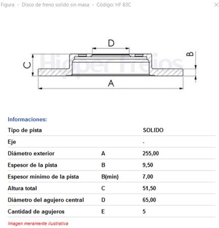 DISCO FRENO TRASERO ALTERNAT. HIPPER FRE