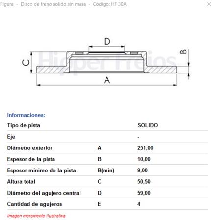 DISCO FRENO TRASERO ALTERNAT. HIPPER FRE