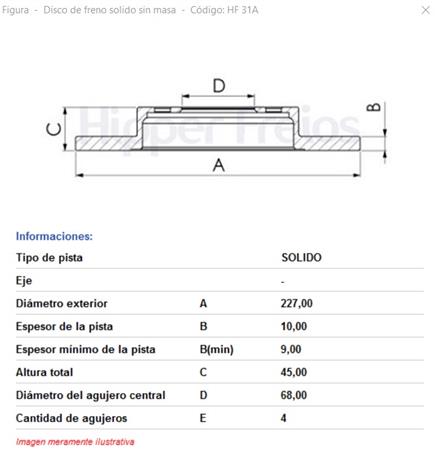 DISCO FRENO DELANTERO ALTERNAT. HIPPER F